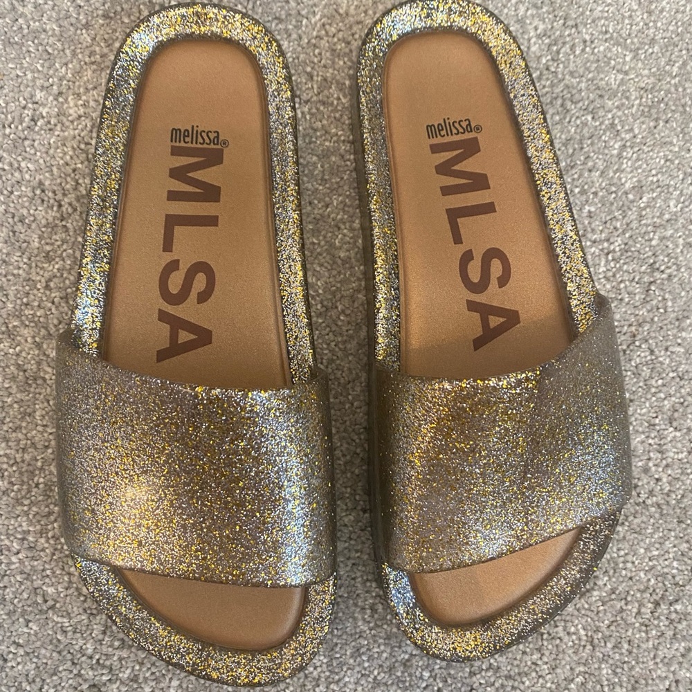 Melissa MLSA Gold sparkle sandal/slides